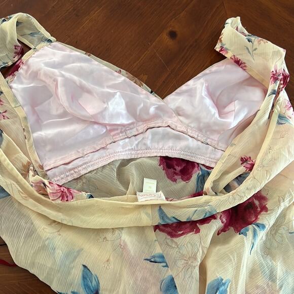 Flora by Flora Nikrooz Size M Floral Print Crinkle Chiffon Long Nightgown - Picture 10 of 10